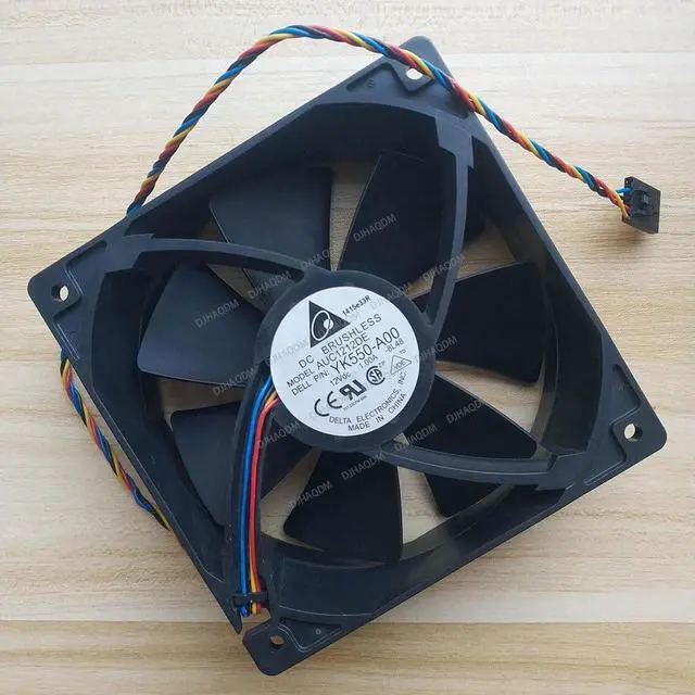 Alt view image 7 of 10 - Compatible for Delta AUC1212DE YK550-A00-8L48 12V 1.00A 120x120x38mm 12038 4-Wire Cooling Fan