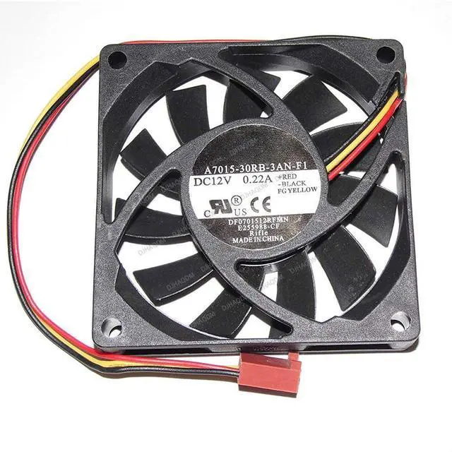 Alt view image 3 of 4 - Compatible for A7015-30RB-3AN-F1 DF0701512RFMN E255988-CF 12V 0.22A 7015 70x70x15mm 3-Wire Cooling Fan