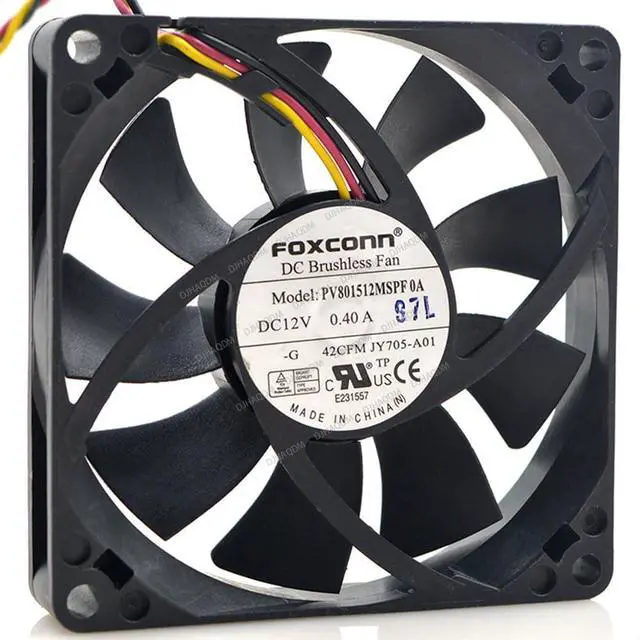 Alt view image 6 of 8 - Compatible for FOXCONN PV801512MSPF 0A 12V 0.40A 8015 8cm 3-Wire Cooling Fan