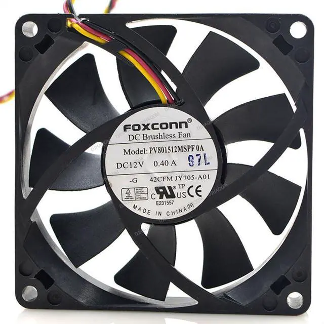 Alt view image 7 of 8 - Compatible for FOXCONN PV801512MSPF 0A 12V 0.40A 8015 8cm 3-Wire Cooling Fan