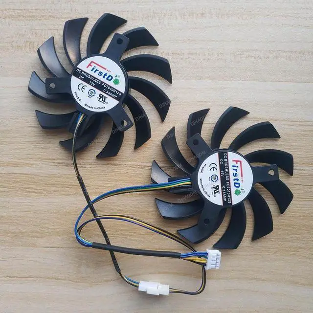 Alt view image 8 of 10 - Compatible for Sapphire Dual-X HD7850 FD7010H12S 12V 0.35A 75mm 4-Wire Cooling Fan