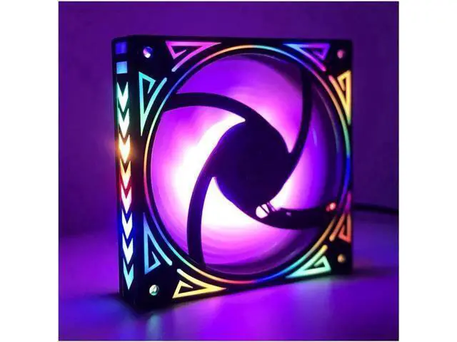 Alt view image 6 of 10 - 6pcs12cm LED fan rainbow iridescence 120mm fan 3pin+molex 4D 12V for pc computer set up gaming radiator cooling fan