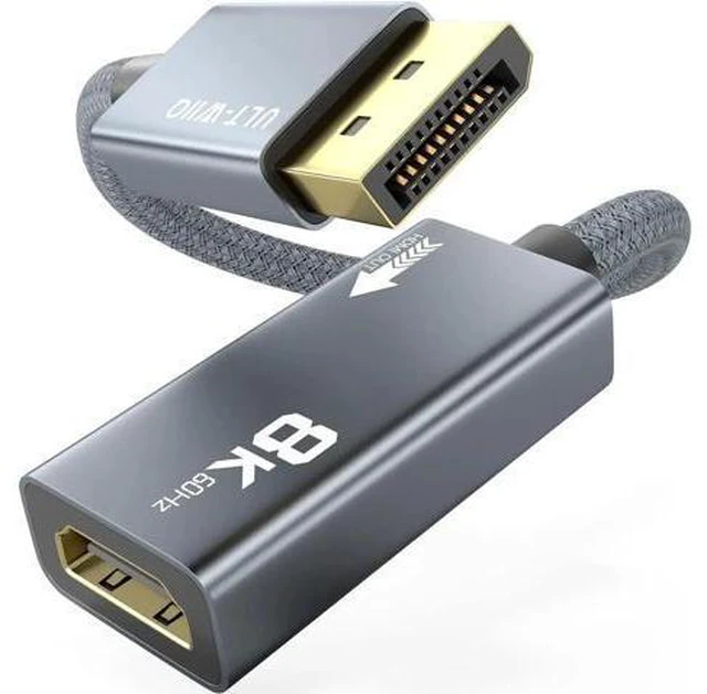 Alt view image 8 of 14 - 8K@60Hz DisplayPort to HDMI Adapter, Uni-Directional DP 1.4a to HDMI 2.1 Converter Cable, Support 8K, 4K@120Hz, 2K@240Hz, VRR, HDR, HDCP 2.3, DSC 1.2a for HP, ASUS, DELL, GPU, AMD, NVIDIA