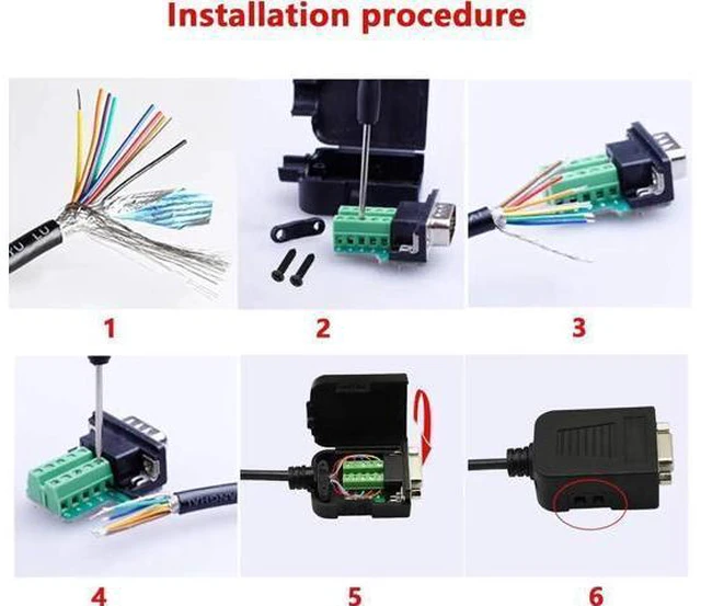 Alt view image 12 of 14 - Aomoproing DB9 Connector Adapter RS232 Serial Port D-SUB Adapter Plate Breakout Board Solder-Free (1-Pair Male+Female with Screwdriver, White Rubber Core)