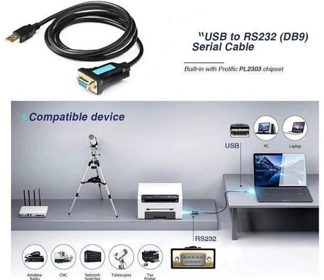 Alt view image 9 of 12 - Aomoproing CABLEDECONN USB to RS232 Adapter with Prolific PL2303 Chipset USB2.0 Male to RS232 Female DB9 Serial Cable 2m 6ft for Windows XP,Windows Vista,7,8,10,Mac OS 10.6 Above Linux