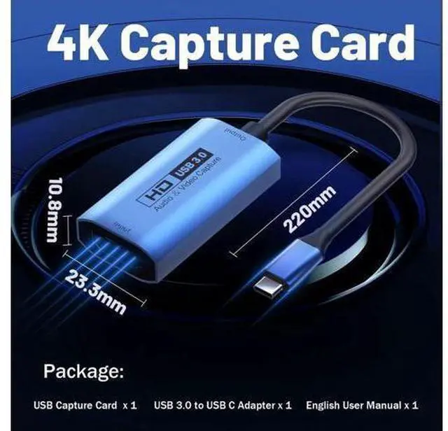 Alt view image 9 of 14 - AOMOPROING Video Capture Card, USB3.0 HDMI to USB-C Capture Device, Stream & Record at 2K@30FPS 1080P@60FPS, Compatible with iPad Mac OS Windows, Quest 3, OBS, Zoom, PS5/4, Switch, Xbox (Blue)