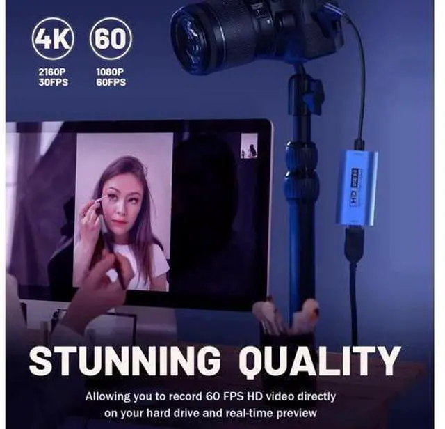 Alt view image 10 of 14 - AOMOPROING Video Capture Card, USB3.0 HDMI to USB-C Capture Device, Stream & Record at 2K@30FPS 1080P@60FPS, Compatible with iPad Mac OS Windows, Quest 3, OBS, Zoom, PS5/4, Switch, Xbox (Blue)