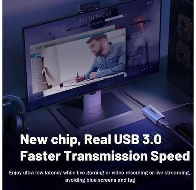 Alt view image 11 of 14 - AOMOPROING Video Capture Card, USB3.0 HDMI to USB-C Capture Device, Stream & Record at 2K@30FPS 1080P@60FPS, Compatible with iPad Mac OS Windows, Quest 3, OBS, Zoom, PS5/4, Switch, Xbox (Blue)