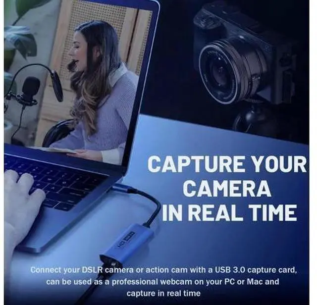 Alt view image 14 of 14 - AOMOPROING Video Capture Card, USB3.0 HDMI to USB-C Capture Device, Stream & Record at 2K@30FPS 1080P@60FPS, Compatible with iPad Mac OS Windows, Quest 3, OBS, Zoom, PS5/4, Switch, Xbox (Blue)