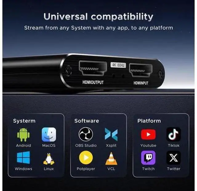 Alt view image 9 of 14 - AOMOPROING Video Capture Card, Audio Video Capture Card, USB 3.0 Capture Card 4K HDMI Loop-Out, 1080P 60FPS/2K 30FPS Video Game Capture for Streaming Works for PS5/Switch/Camera/PC/OBS(Black)