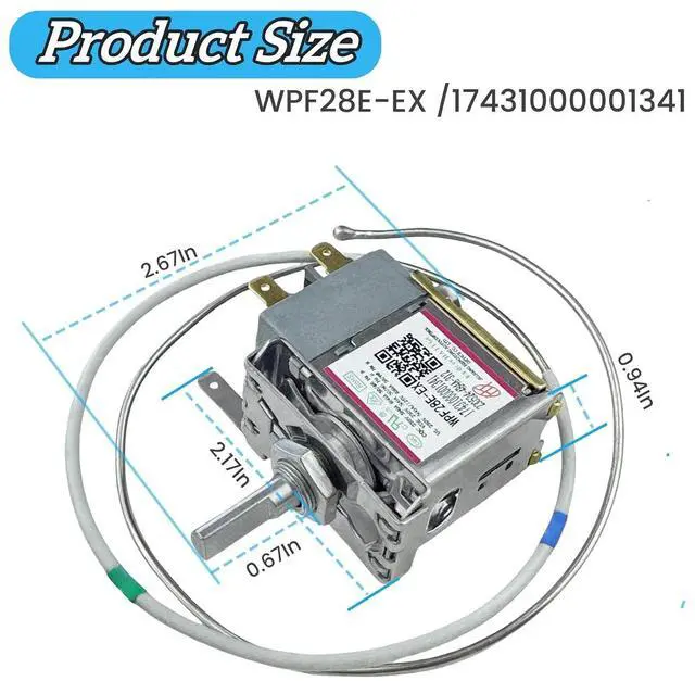 Alt view image 9 of 14 - WPF28E-EX / 17431000001341 Temperature Control Thermostat, Refrigerator Thermostat, fit for Midea, Arctic King, Insignia Vissani Chest Freezer Replace WPFE28L-L, Temperature Control Thermostat