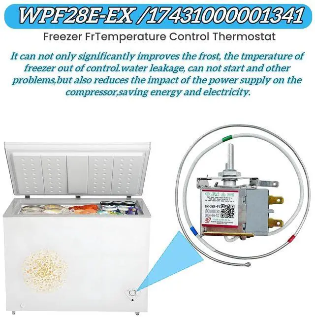 Alt view image 10 of 14 - WPF28E-EX / 17431000001341 Temperature Control Thermostat, Refrigerator Thermostat, fit for Midea, Arctic King, Insignia Vissani Chest Freezer Replace WPFE28L-L, Temperature Control Thermostat