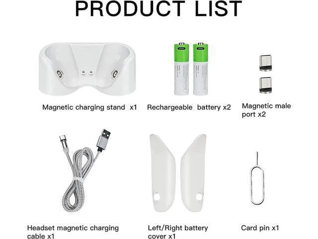 Alt view image 10 of 14 - Charging Dock for Oculus Quest 2, Magnetic Controller & Headest Display Charger, High Speed, Controller Mount Station with 2 Rechergeable Batteries, Battery Cover and USB-C Charger Cable