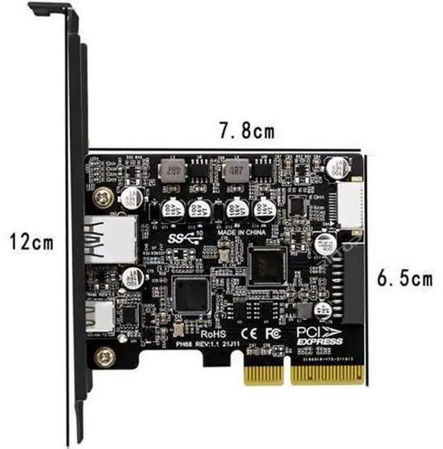 Alt view image 12 of 14 - PCIE to USB 3.2 Gen 2 Expansion Card 10Gbps, PCIe Express Controller Card with USB-A, USB-C, Internal Type-E & 19/20Pin Header for PC Front Panel