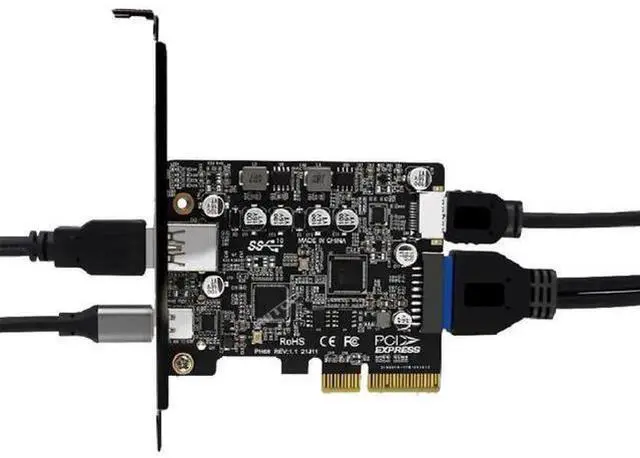 Alt view image 14 of 14 - PCIE to USB 3.2 Gen 2 Expansion Card 10Gbps, PCIe Express Controller Card with USB-A, USB-C, Internal Type-E & 19/20Pin Header for PC Front Panel