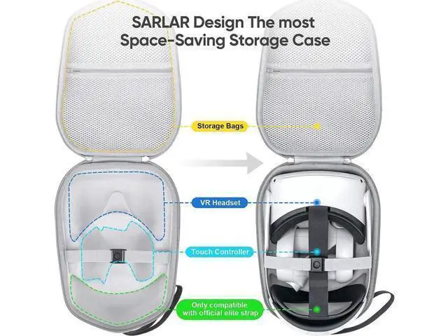 Alt view image 12 of 12 - for Oculus Quest 2 Carry Case, Hard Carrying Case for Oculus Quest 2/Elite Version VR Gaming Headset and Touch Controllers Accessories, Suitable for Travel and Home Storage (Gray)