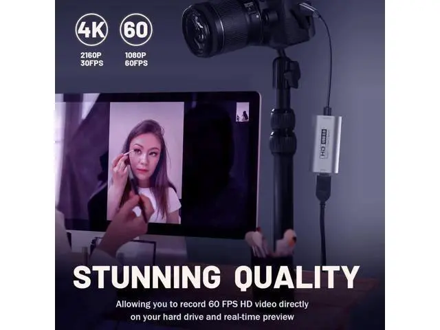 Alt view image 9 of 14 - AOMOPROING Video Capture Card, USB3.0 HDMI to USB-C Capture Device, Stream & Record at 2K@30FPS 1080P@60FPS, Compatible with iPad Mac OS Windows, Quest 3, OBS, Zoom, PS5/4, Switch, Xbox (Gray)