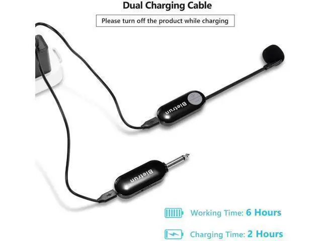 Alt view image 9 of 14 - Wireless Microphone Headset with 1/4''Plug, 165ft Range, UHF Wireless Headset Mic & Handheld Mic 2 in 1, for Karaoke Speaker, Amplifier, Speakers, PA System, Teaching, Fitness (Black)