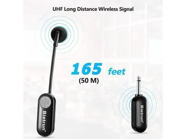 Alt view image 10 of 14 - Wireless Microphone Headset with 1/4''Plug, 165ft Range, UHF Wireless Headset Mic & Handheld Mic 2 in 1, for Karaoke Speaker, Amplifier, Speakers, PA System, Teaching, Fitness (Black)