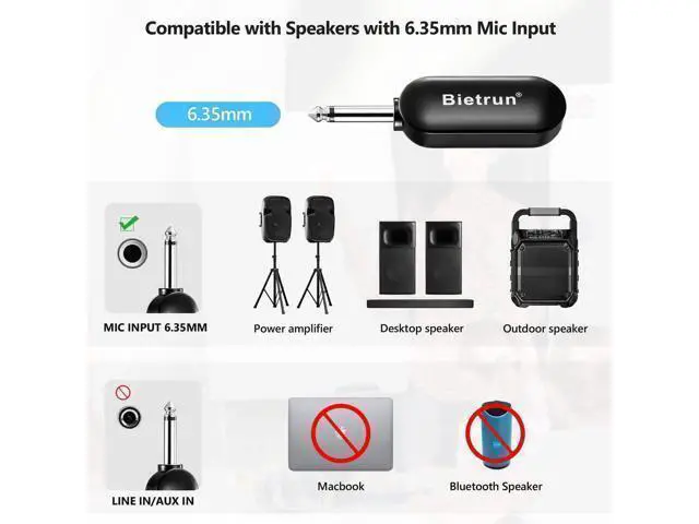 Alt view image 11 of 14 - Wireless Microphone Headset with 1/4''Plug, 165ft Range, UHF Wireless Headset Mic & Handheld Mic 2 in 1, for Karaoke Speaker, Amplifier, Speakers, PA System, Teaching, Fitness (Black)