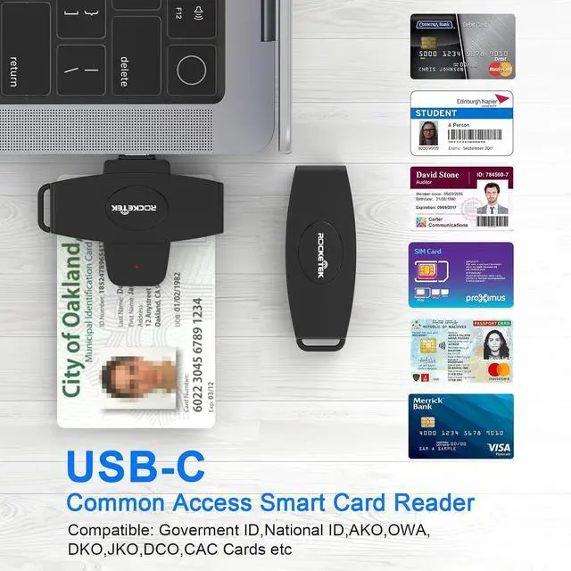 Alt view image 12 of 12 - USB C DOD Military USB Common Access CAC Smart Card Reader and SIM Card Reader ID CAC Card Reader,Compatible with Mac Os, Windows,Linux