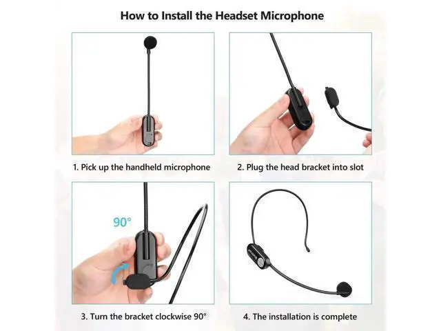 Alt view image 14 of 14 - Wireless Microphone Headset with 1/4''Plug, 165ft Range, UHF Wireless Headset Mic & Handheld Mic 2 in 1, for Karaoke Speaker, Amplifier, Speakers, PA System, Teaching, Fitness (Black)