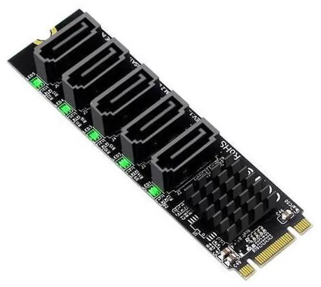 Alt view image 8 of 14 - 5 Ports M.2 to SATA Adapter, B+M Key NGFF 1 to 5 SATA 3.0 Port Expansion Card with JMB575 Chip/LED Indicator