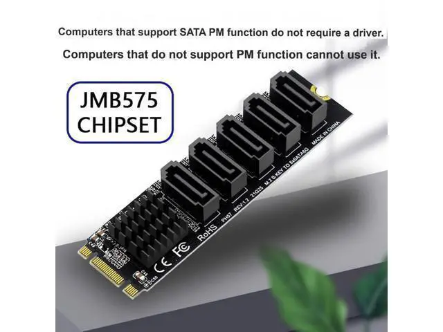 Alt view image 9 of 14 - 5 Ports M.2 to SATA Adapter, B+M Key NGFF 1 to 5 SATA 3.0 Port Expansion Card with JMB575 Chip/LED Indicator