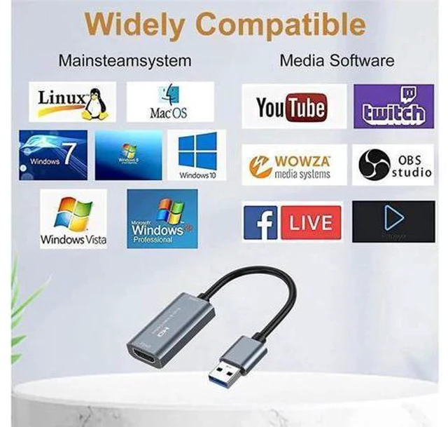 Alt view image 10 of 12 - 4K HDMI Video Capture Card,Video Record Card,Audio Capture Adapter,HDMI to USB Audio Video Recording in 1080P@30Hz, 4K@30Hz for Teaching,Broadcasting,Gaming,Streaming,Video Conference (1 Pack, Silver)