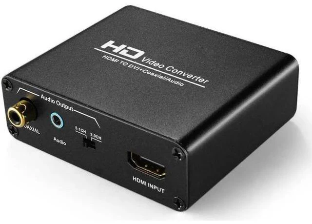 Alt view image 6 of 10 - to DVI Converter with Audio Out HDMI to DVI Video Audio Adapter Sound Splitter to 3.5mm AUX Auxiliary / 2 RCA Stereo & Coaxial Output Jack Connector Plug, 1080P 720P, 5.1 & 2 Channel