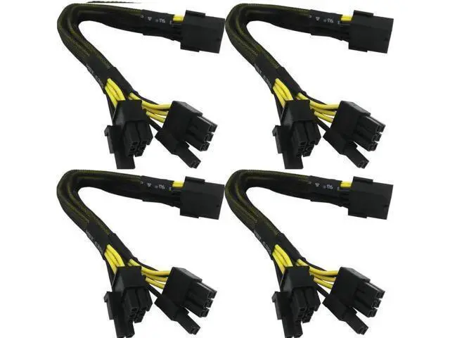 Alt view image 6 of 10 - Aomoproing COMeap GPU VGA PCIe 8 Pin Female to Dual 2X 8 Pin (6+2) Male PCI Express Power Adapter Braided Y-Splitter Extension Cable 9-inch(23cm) 4/Pack