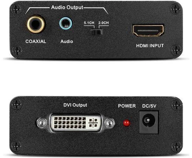 Alt view image 9 of 10 - to DVI Converter with Audio Out HDMI to DVI Video Audio Adapter Sound Splitter to 3.5mm AUX Auxiliary / 2 RCA Stereo & Coaxial Output Jack Connector Plug, 1080P 720P, 5.1 & 2 Channel