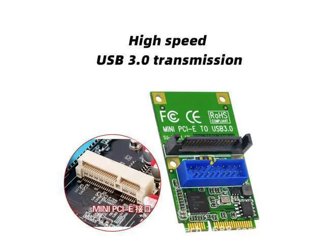 Alt view image 12 of 14 - Mini PCI-E to USB 3.0 Adapter Card MINI PCI Express to 19-Pin / 20pin USB3.0 Expansion Card 15pin SATA Power Port for Desktop PC