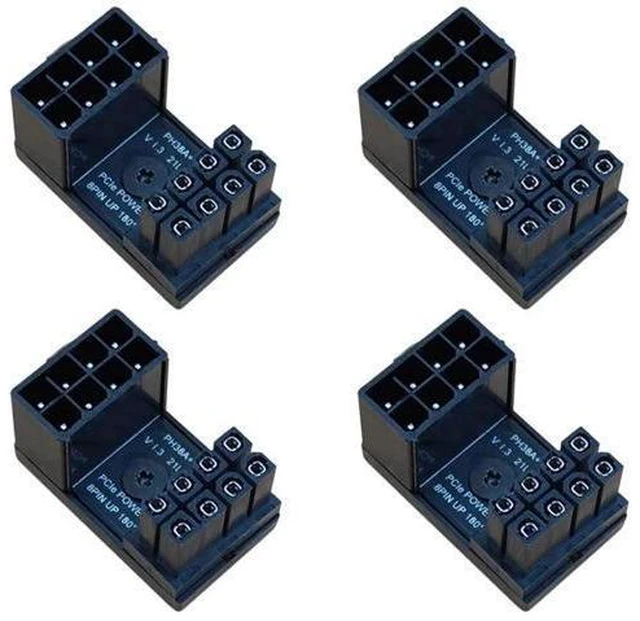 Alt view image 6 of 10 - Aomoproing 4-Pack 8 Pin 180 Degree Adapter, Standard Type GPU VGA PCIe 8 Pin U Turn 180 Degree Angle Connector Power Adapter Board for Desktop Graphics Card
