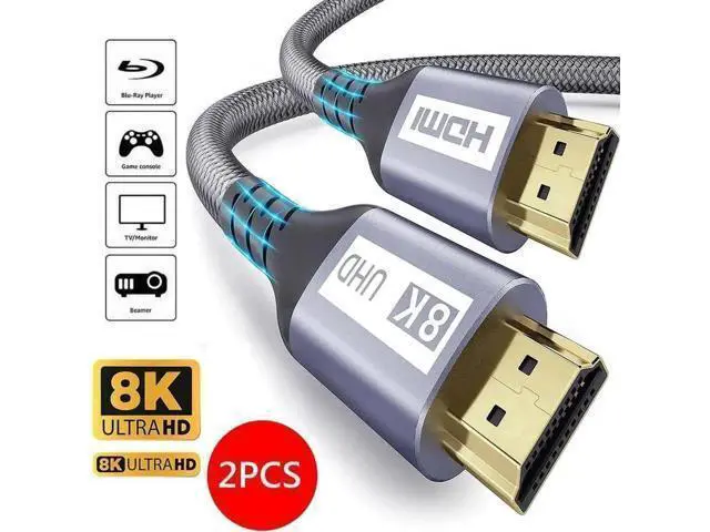 Alt view image 8 of 14 - 2-Pack 6.6FT Ultra High Speed HDMI 2.1 Cable, 48Gbps Bandwidth with eARC, Supports 8K@60Hz for Monitor Smart TV Xbox PS5 Apple TV