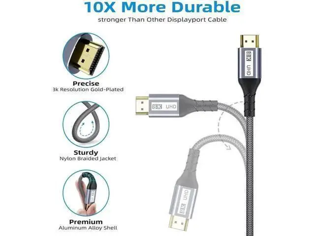 Alt view image 10 of 14 - 2-Pack 6.6FT Ultra High Speed HDMI 2.1 Cable, 48Gbps Bandwidth with eARC, Supports 8K@60Hz for Monitor Smart TV Xbox PS5 Apple TV