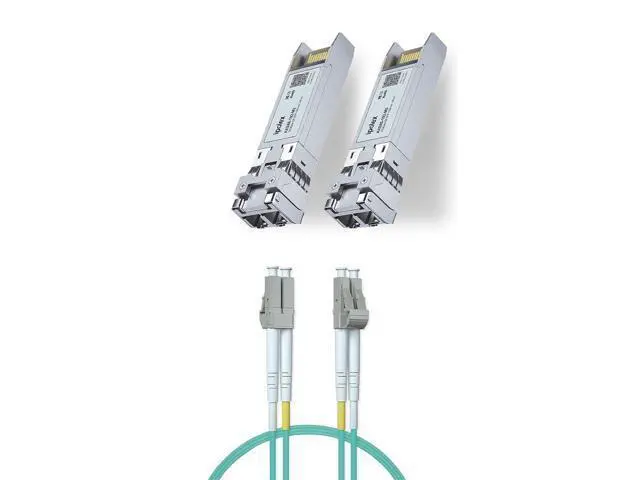 Alt view image 8 of 14 - 3m (10ft) OM3 LC to LC Fiber Patch Cable & Pack of 2 10GBase-SR SFP+ Transceiver