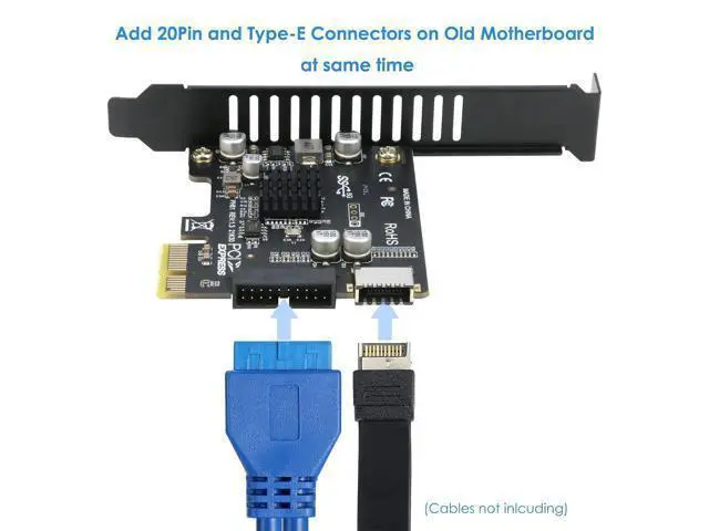 Alt view image 11 of 14 - PCIe to 20Pin + Type-E Internal Card, PCI-e x1 to (19+1) Pin USB 3.0 Socket and USB C Type-e (A Key) Front Panel Header Expainsion Adapter 5Gbps