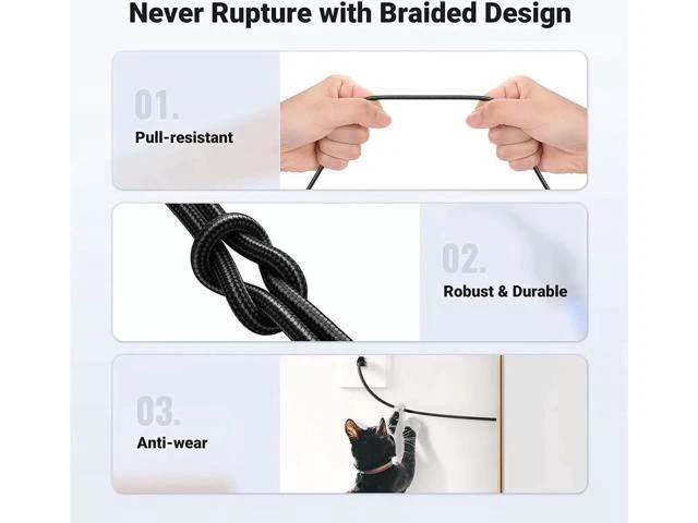 Alt view image 5 of 6 - Cat 8 Ethernet Cable 6.83FT, High Speed Braided 40Gbps 2000Mhz Network Cord Cat8 RJ45 Shielded Indoor Heavy Duty LAN Cables Compatible for Gaming PC PS5 Xbox Modem Router 6.83FT/2m