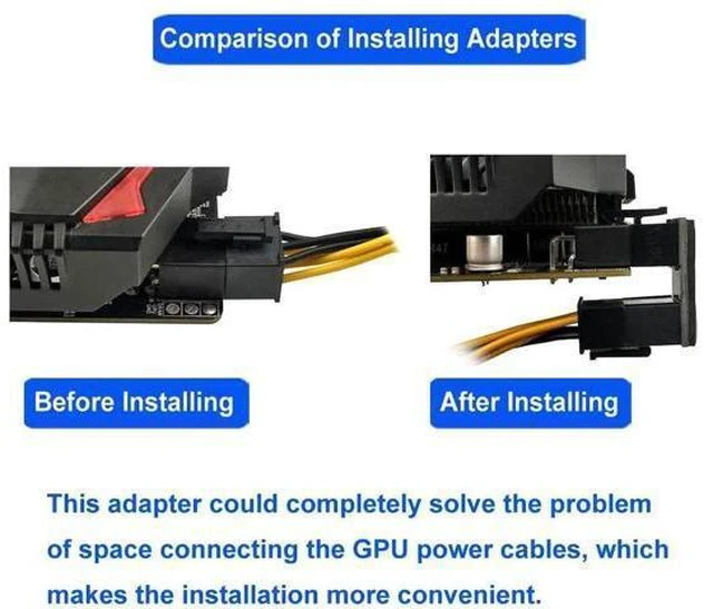 Alt view image 8 of 10 - Aomoproing 4-Pack 8 Pin 180 Degree Adapter, Standard Type GPU VGA PCIe 8 Pin U Turn 180 Degree Angle Connector Power Adapter Board for Desktop Graphics Card