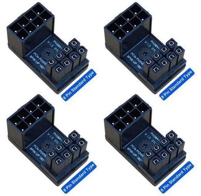 Alt view image 7 of 10 - Aomoproing 4-Pack 8 Pin 180 Degree Adapter, Standard Type GPU VGA PCIe 8 Pin U Turn 180 Degree Angle Connector Power Adapter Board for Desktop Graphics Card