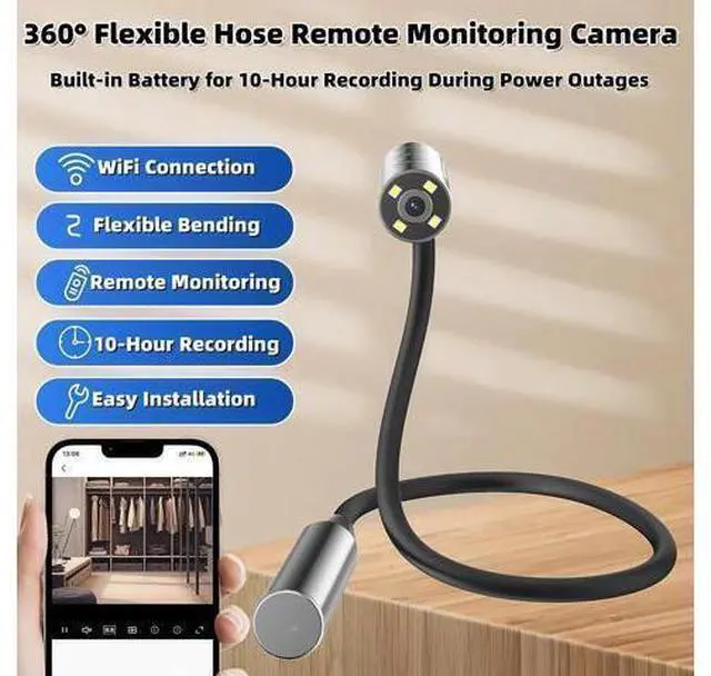 Alt view image 9 of 12 - PIEPIE Hidden Camera - Wireless WiFi Small Camera with 10H Battery, Real-Time App Monitoring for Home Indoor Use, Bendable Design