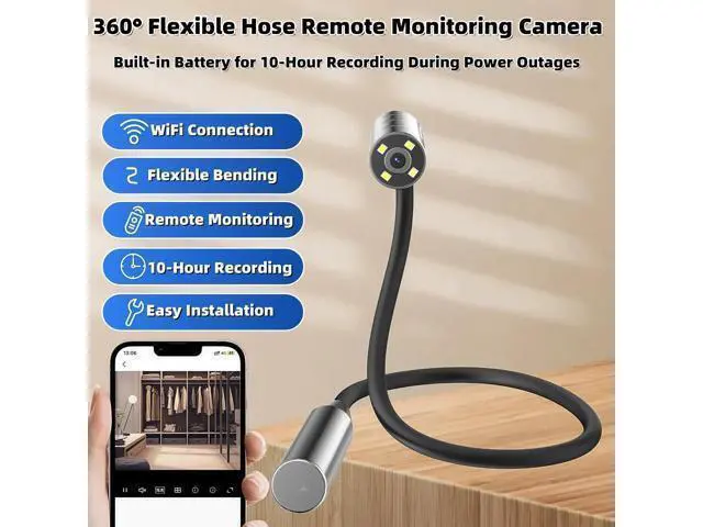 Alt view image 9 of 12 - PIEPIE Hidden Camera - Wireless WiFi Small Camera with 10H Battery, Real-Time App Monitoring for Home Indoor Use, Bendable Design