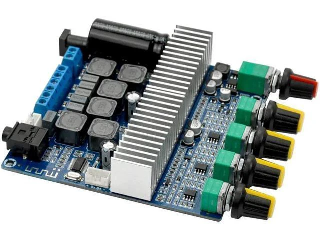 Alt view image 8 of 14 - WERLEO DC12V-24V 2.1 Channel TPA3116 Subwoofer Amplifier Board High Power Bluetooth Audio Amplifier Board 2 x 50W+100W