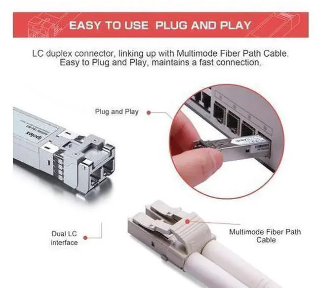 Alt view image 11 of 14 - 3m (10ft) OM3 LC to LC Fiber Patch Cable & Pack of 2 10GBase-SR SFP+ Transceiver