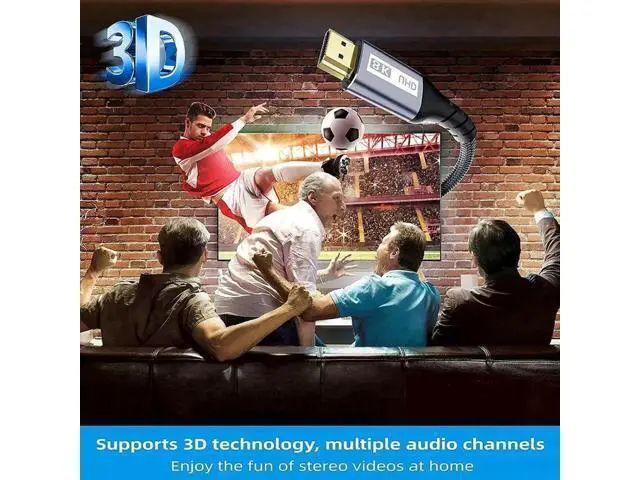 Alt view image 13 of 14 - 2-Pack 6.6FT Ultra High Speed HDMI 2.1 Cable, 48Gbps Bandwidth with eARC, Supports 8K@60Hz for Monitor Smart TV Xbox PS5 Apple TV