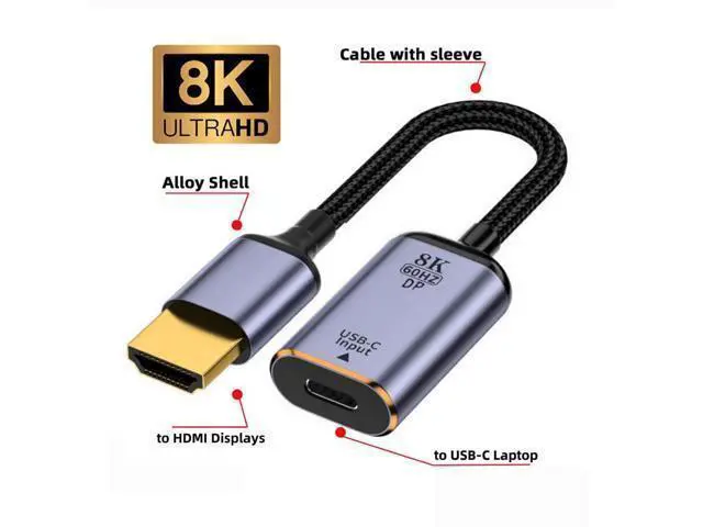 Alt view image 10 of 12 - USB C to HDMI Cable,USB Type C Female Input to HDMI Male Output HDTV Cable 8K@60hz 4K@120hz for Tablet Phone Laptop