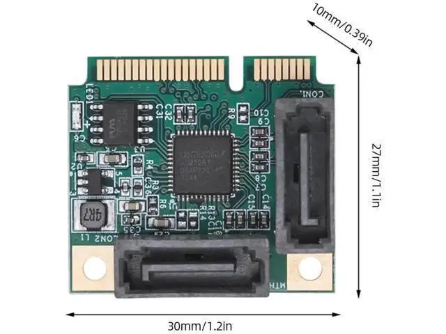 Alt view image 8 of 12 - Mini PCI-E to SATA 3.0 Riser Card, M.2 B+M Key PCI-E 2.0 to 2/4 Port SATA SSD Adapter Card, 5/2.5Gbps