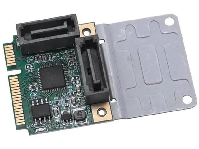 Alt view image 9 of 12 - Mini PCI-E to SATA 3.0 Riser Card, M.2 B+M Key PCI-E 2.0 to 2/4 Port SATA SSD Adapter Card, 5/2.5Gbps