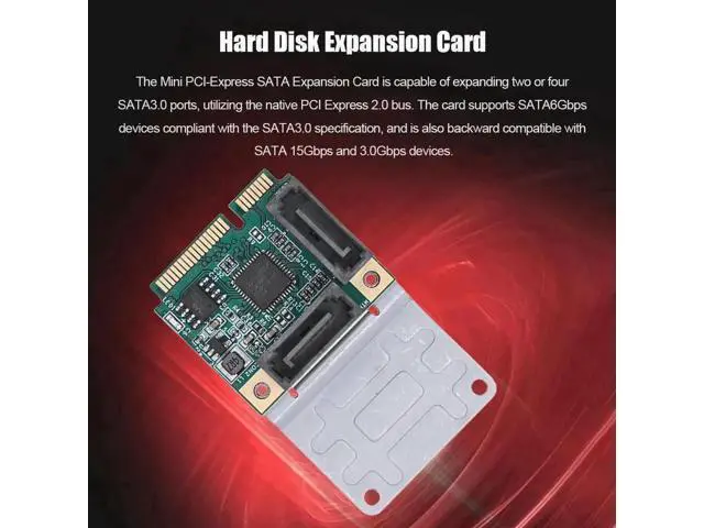 Alt view image 12 of 12 - Mini PCI-E to SATA 3.0 Riser Card, M.2 B+M Key PCI-E 2.0 to 2/4 Port SATA SSD Adapter Card, 5/2.5Gbps